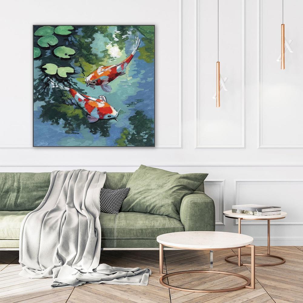 wall-art-print-canvas-poster-framed-Two Koi Fish In Pond-9
