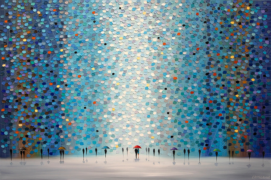 wall-art-print-canvas-poster-framed-Umbrellas At Night-1