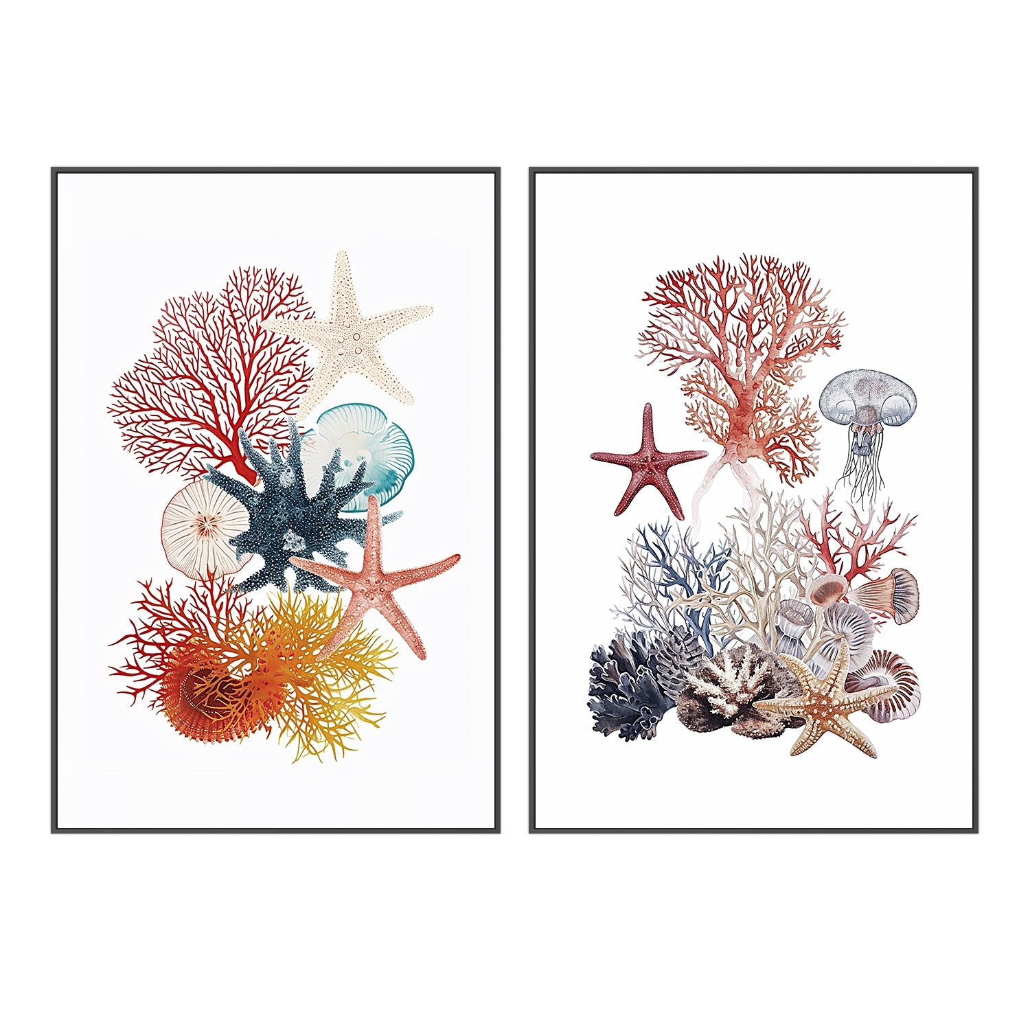 wall-art-print-canvas-poster-framed-Undersea Creatures , Style A & B , Set Of 2 , By Accent Art Studio-3