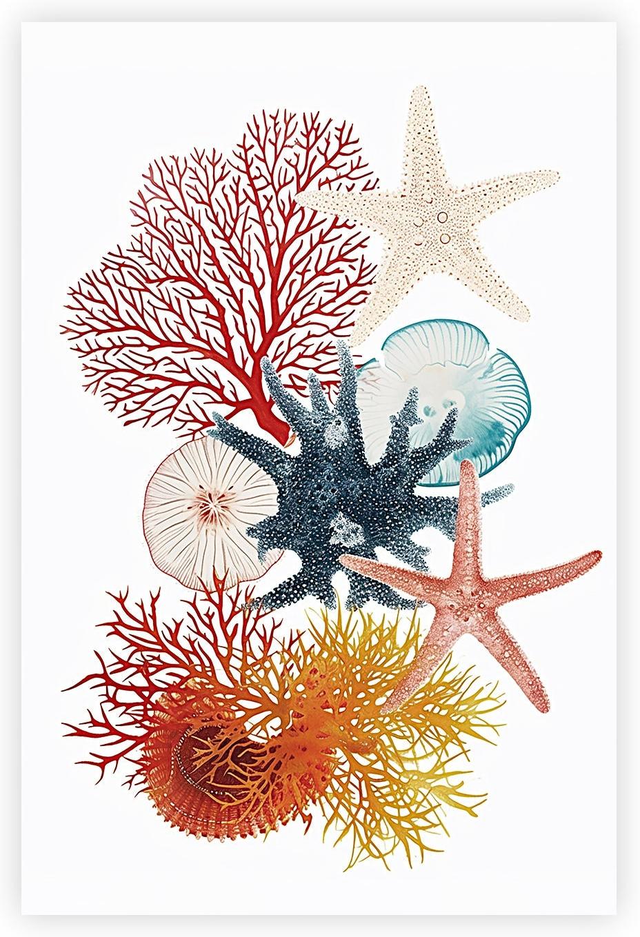 wall-art-print-canvas-poster-framed-Undersea Creatures , Style A , By Accent Art Studio-1