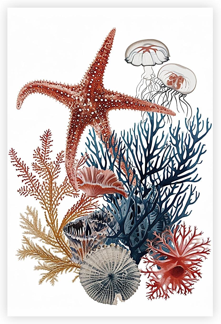 wall-art-print-canvas-poster-framed-Undersea Creatures , Style C , By Accent Art Studio-1