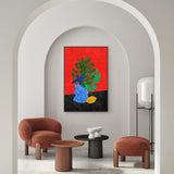 wall-art-print-canvas-poster-framed-Vase And Fruit, Style A , By Rogério Arruda-GIOIA-WALL-ART