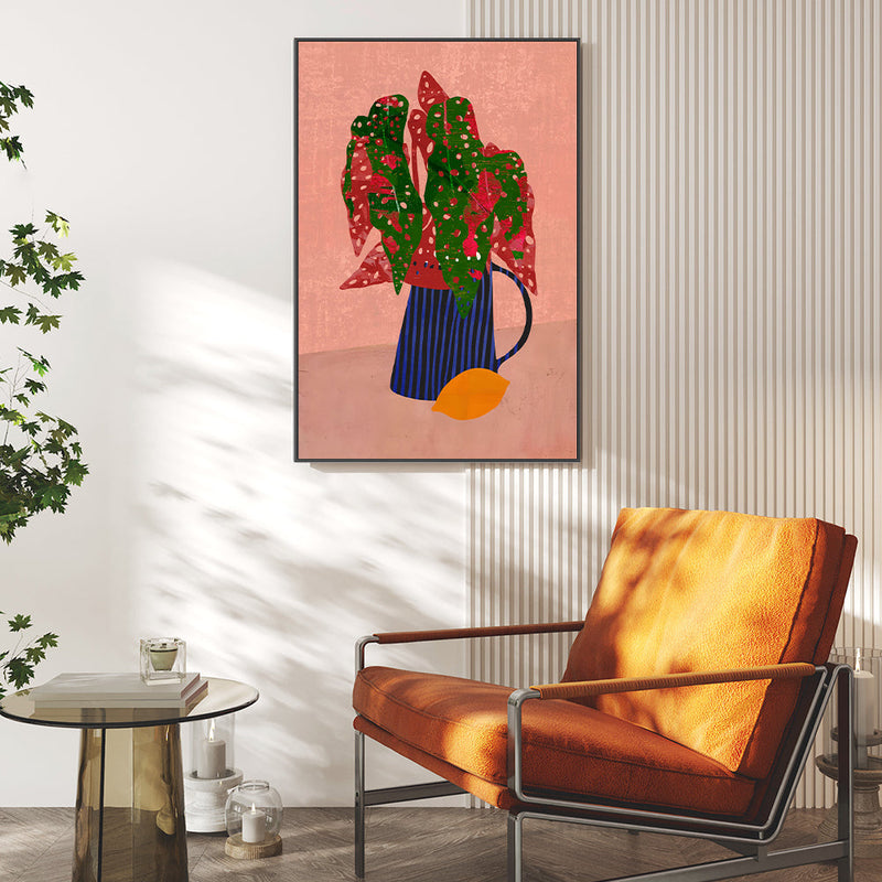 wall-art-print-canvas-poster-framed-Vase And Fruit, Style B , By Rogério Arruda-GIOIA-WALL-ART