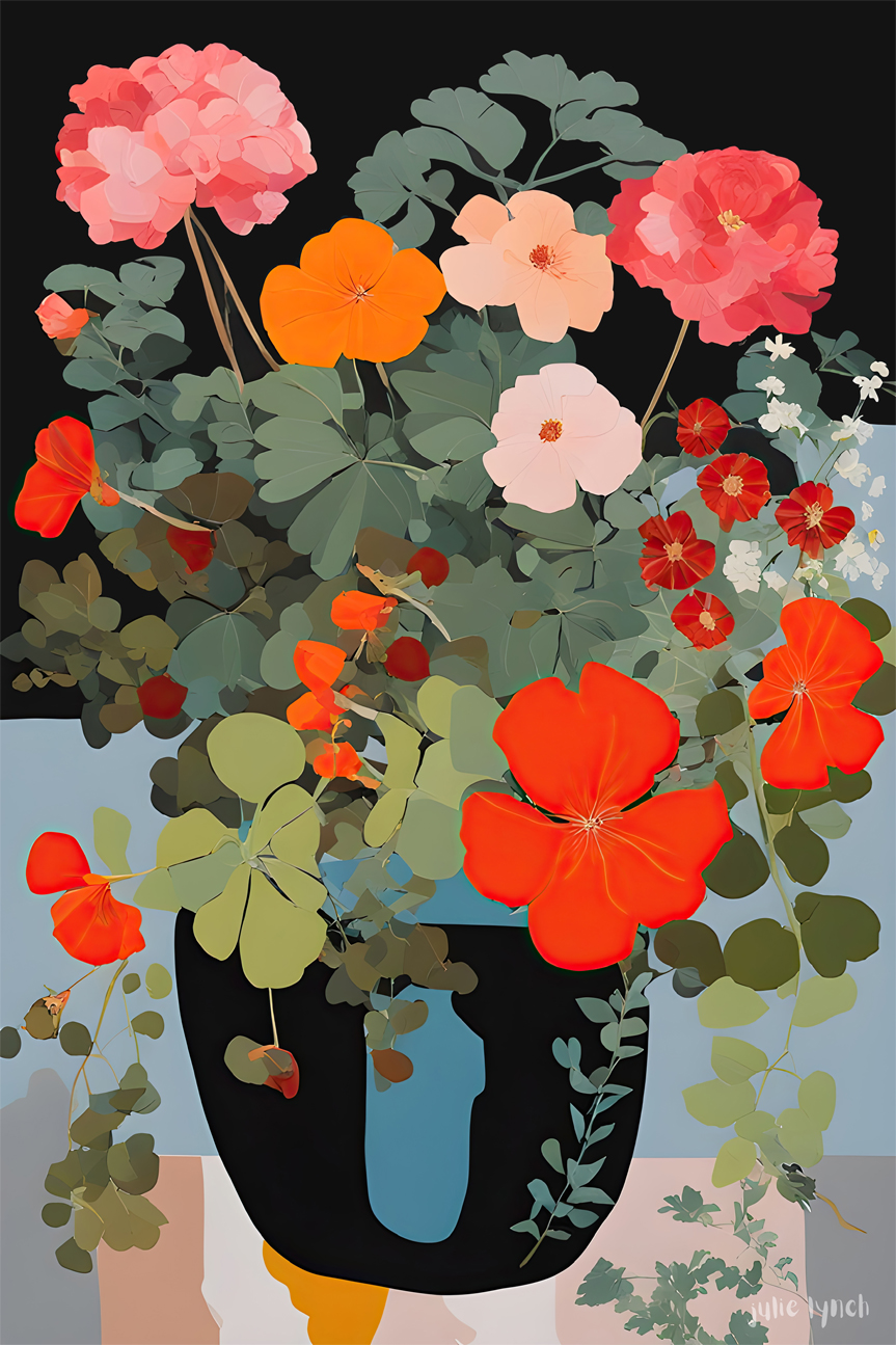 Vase of Vibrance , By Julie Lynch Wall Art Print Framed Canvas Poster