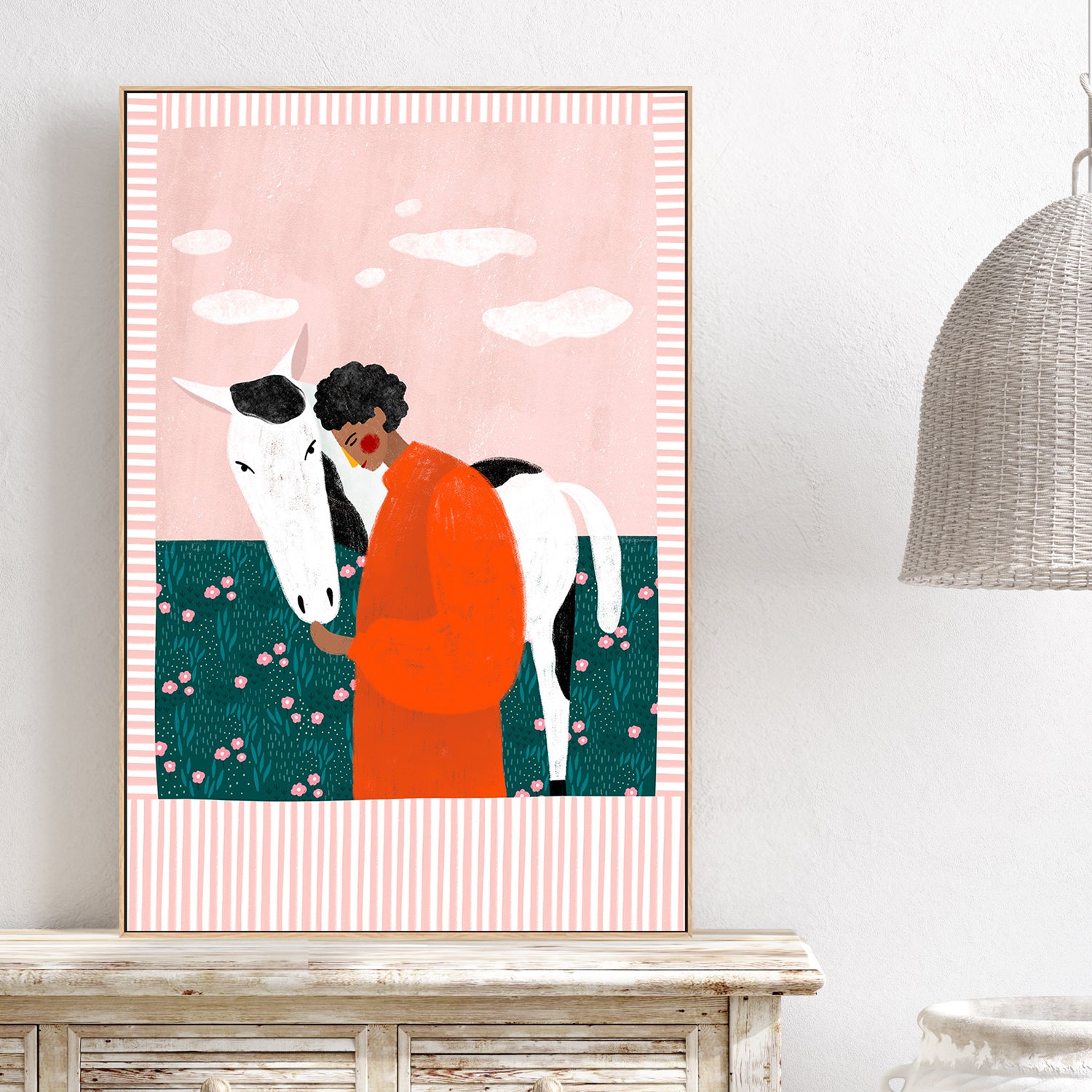 wall-art-print-canvas-poster-framed-Vibrant Girl and Horse-2