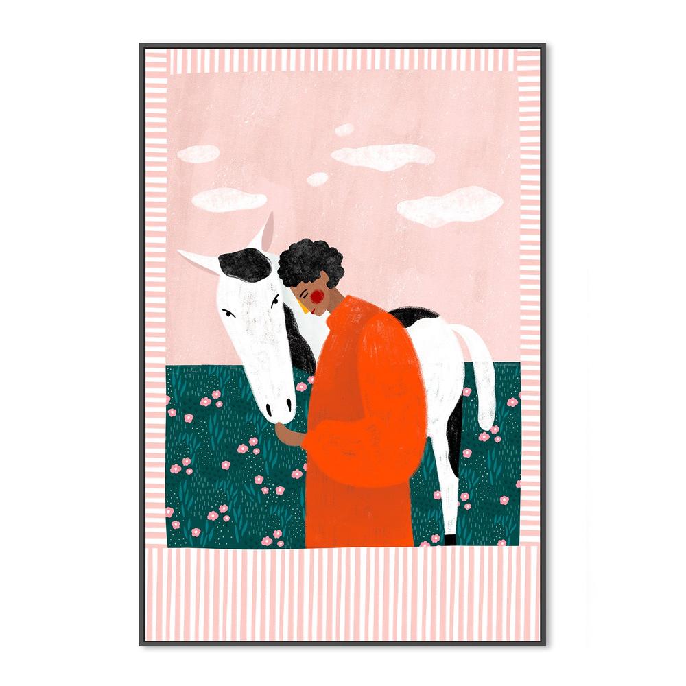 wall-art-print-canvas-poster-framed-Vibrant Girl and Horse-3