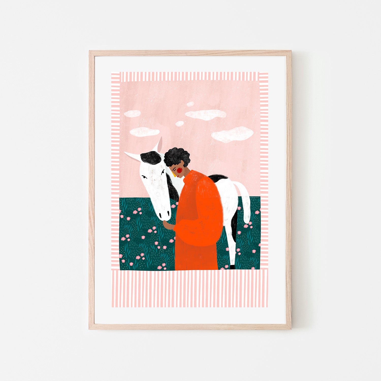 wall-art-print-canvas-poster-framed-Vibrant Girl and Horse-6