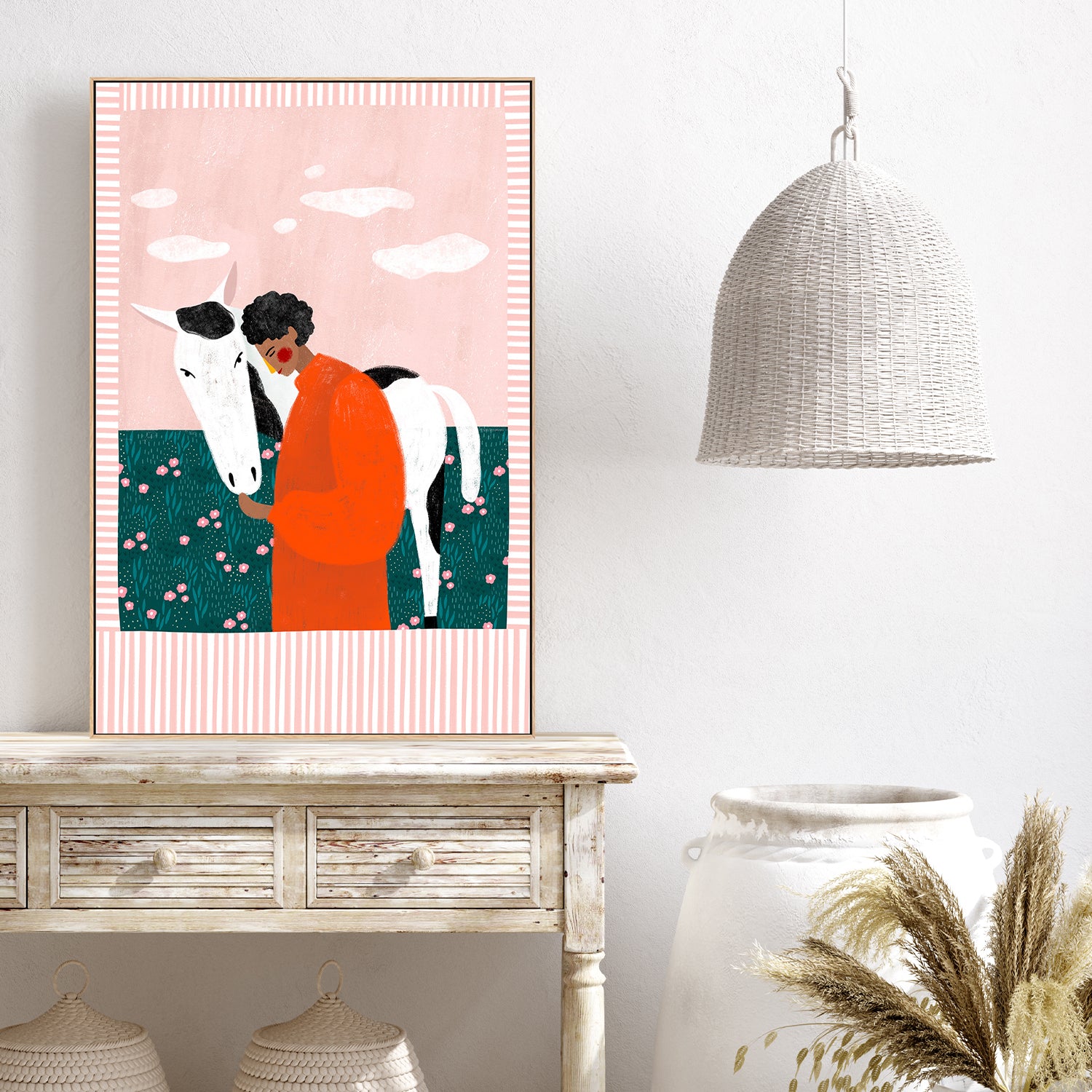 wall-art-print-canvas-poster-framed-Vibrant Girl and Horse-7