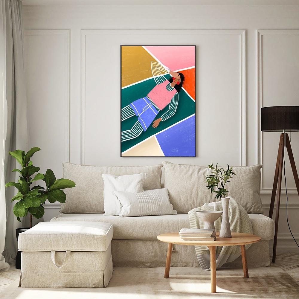 wall-art-print-canvas-poster-framed-Vibrant Lady Resting-7