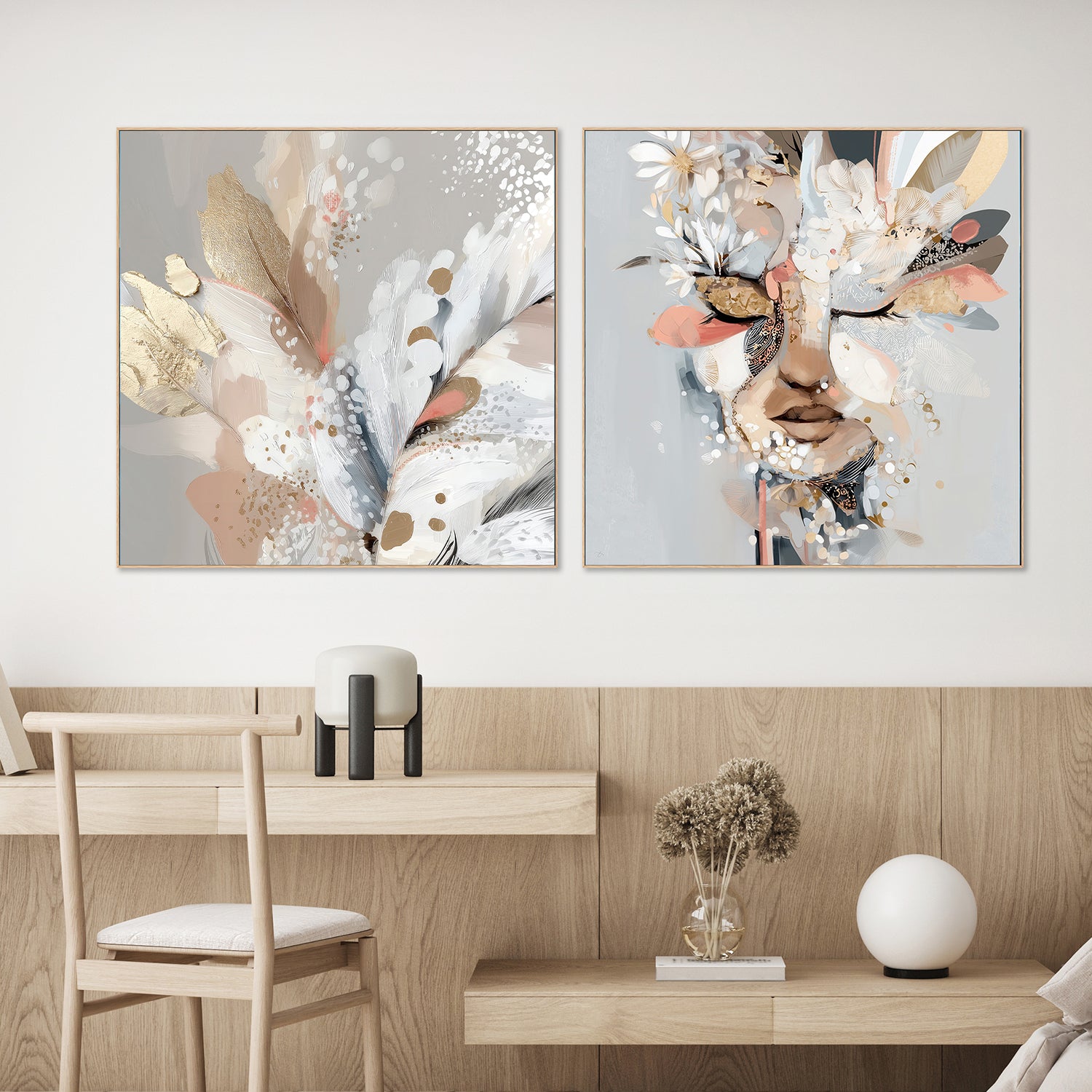 wall-art-print-canvas-poster-framed-Vivi, Left And Right, Set Of 2-2