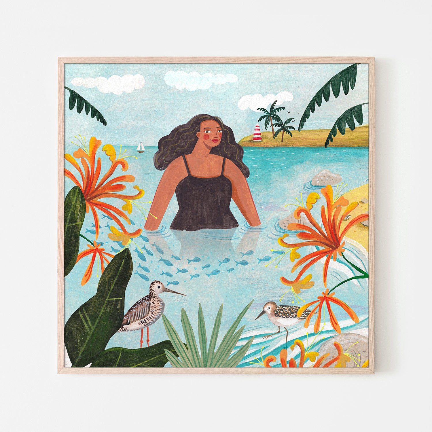 wall-art-print-canvas-poster-framed-Walking in the sea-6
