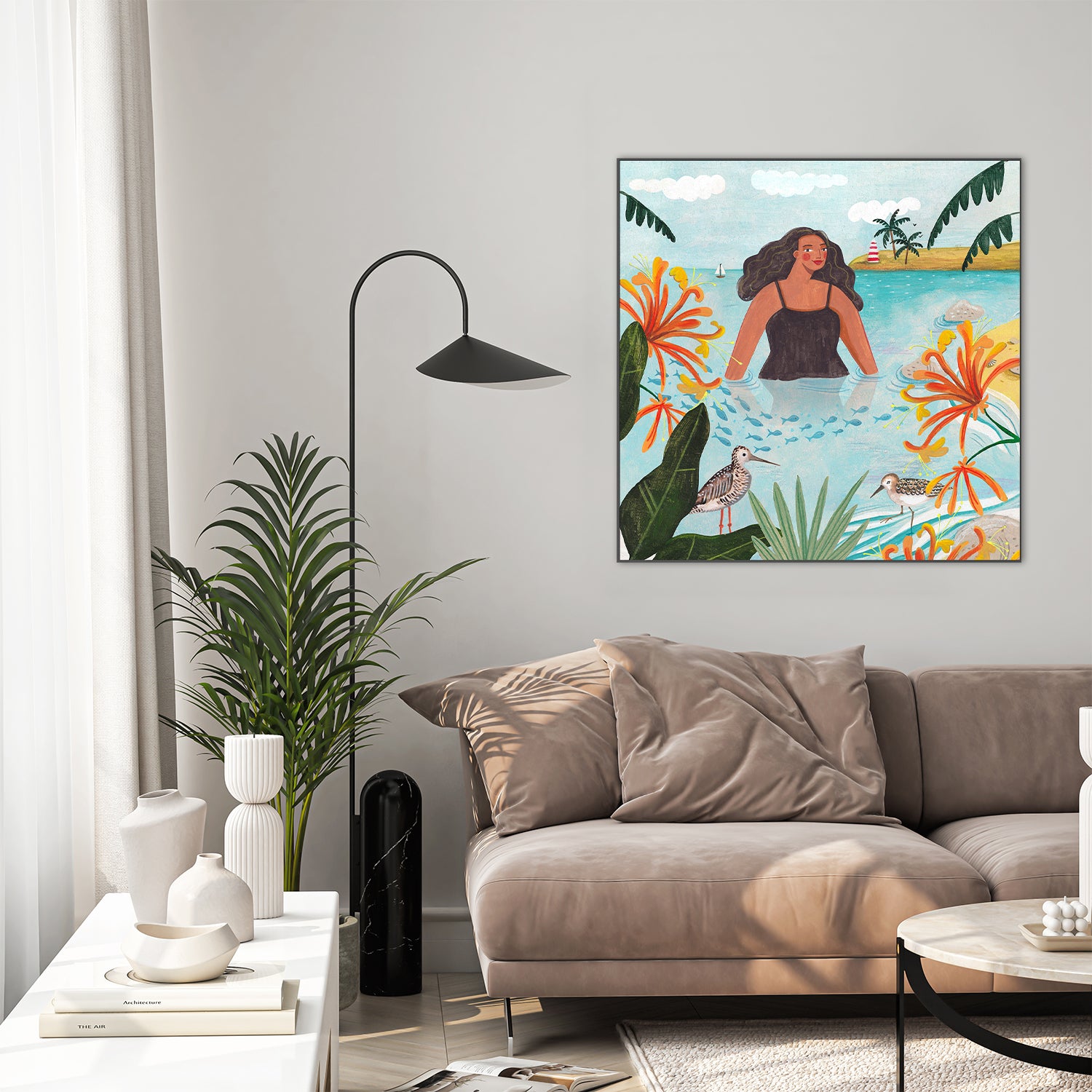 wall-art-print-canvas-poster-framed-Walking in the sea-8