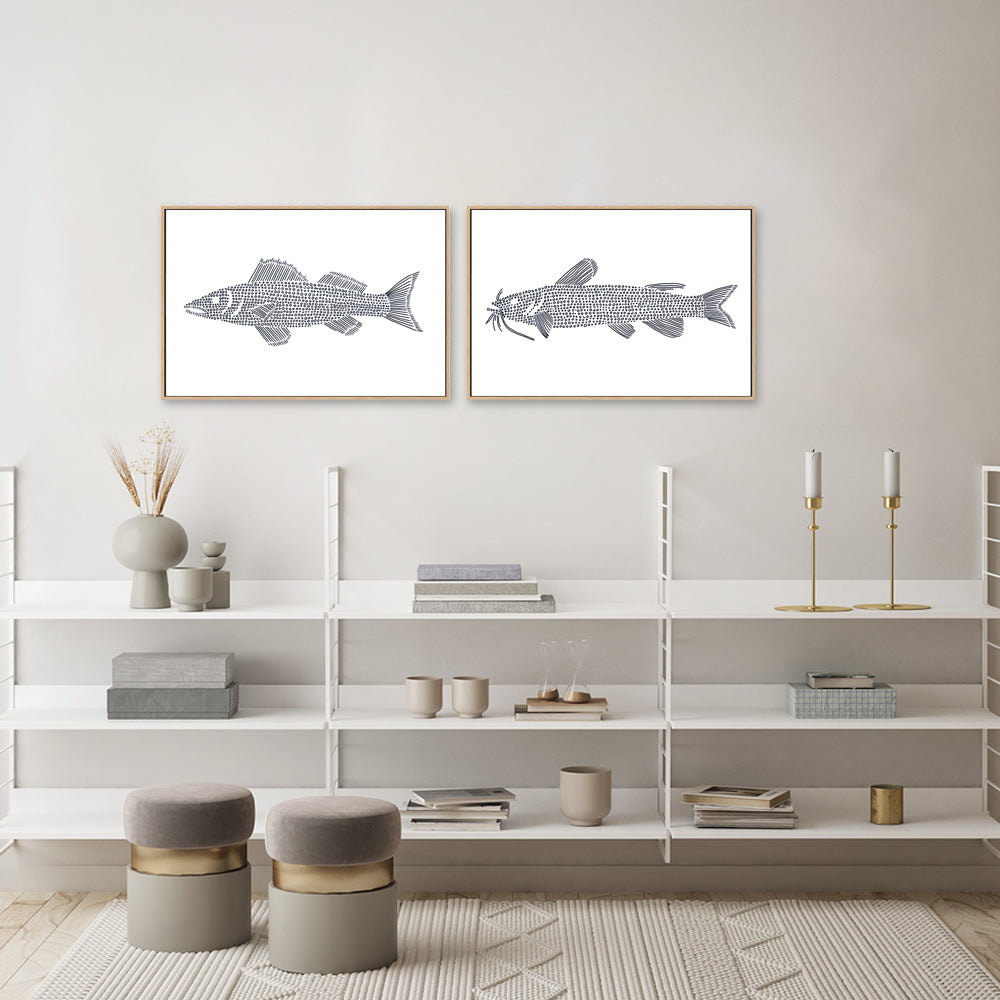 wall-art-print-canvas-poster-framed-Wall Eye-Cat Fish, Set Of 2 , By Jetty Home , By Jetty Home-2