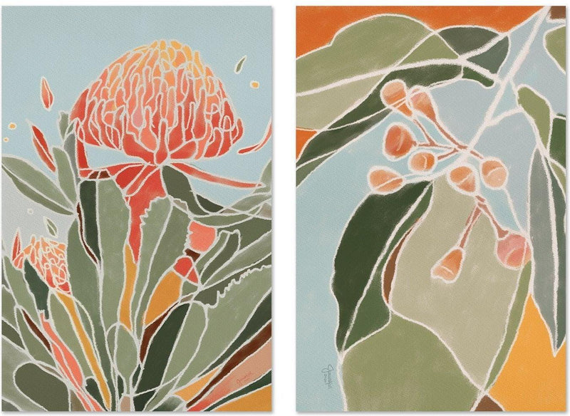 wall-art-print-canvas-poster-framed-Waratah, Gumtree, Set Of 2-by-Junia Kall-Gioia Wall Art