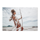 wall-art-print-canvas-poster-framed-Warrior Girl At Beach, Boho Style-by-Gioia Wall Art-Gioia Wall Art