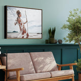 wall-art-print-canvas-poster-framed-Warrior Girl At Beach, Boho Style-by-Gioia Wall Art-Gioia Wall Art