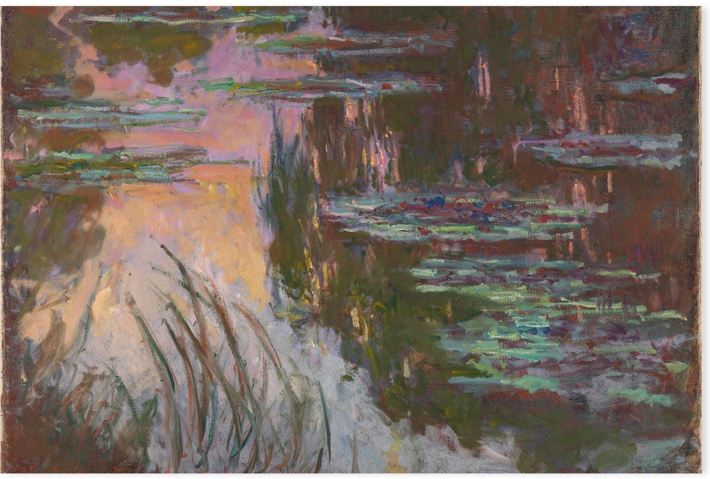 wall-art-print-canvas-poster-framed-Water Lilies Setting Sun , By Monet-by-Gioia Wall Art-Gioia Wall Art