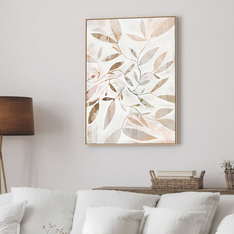 wall-art-print-canvas-poster-framed-Watercolour Leaves Beige , By Dear Musketeer Studio-2
