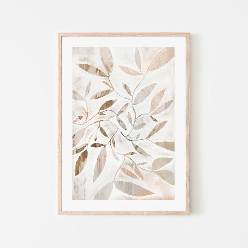 wall-art-print-canvas-poster-framed-Watercolour Leaves Beige , By Dear Musketeer Studio-5