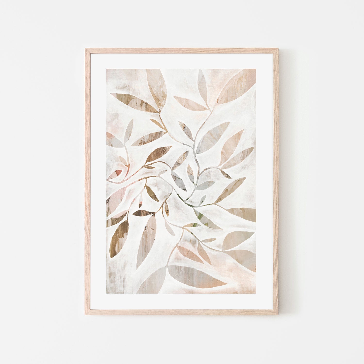 wall-art-print-canvas-poster-framed-Watercolour Leaves Beige , By Dear Musketeer Studio-6