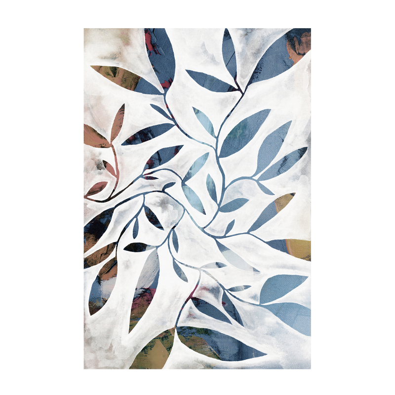 wall-art-print-canvas-poster-framed-Watercolour Leaves Blue , By Dear Musketeer Studio-1