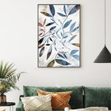 wall-art-print-canvas-poster-framed-Watercolour Leaves Blue , By Dear Musketeer Studio-2