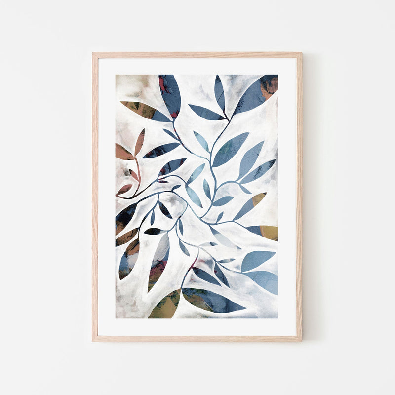 wall-art-print-canvas-poster-framed-Watercolour Leaves Blue , By Dear Musketeer Studio-6