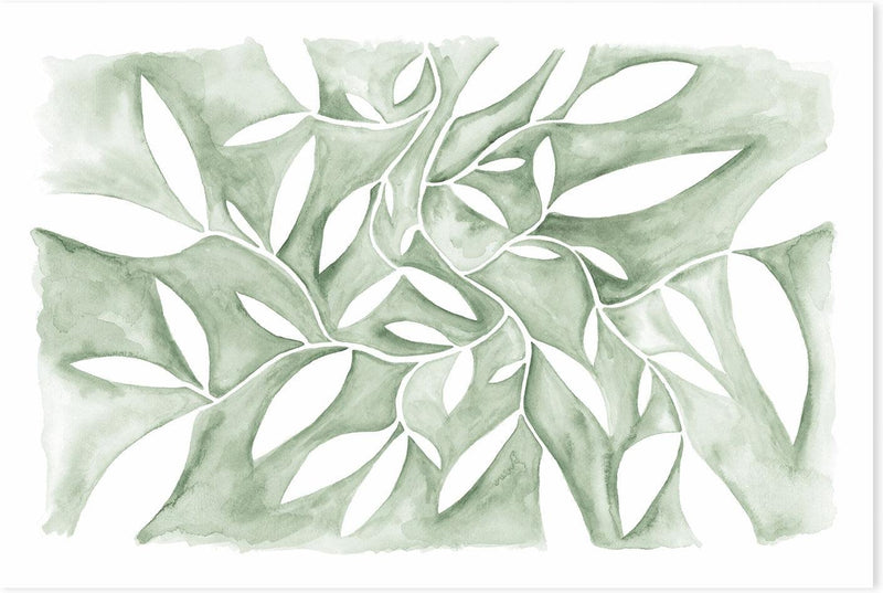 wall-art-print-canvas-poster-framed-Watercolour Leaves Green-by-Dear Musketeer Studio-Gioia Wall Art