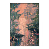 wall-art-print-canvas-poster-framed-Waterfall Among Coniferous Trees And Sakura , By Ekaterina Prisich-3