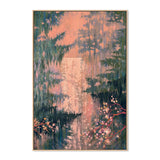 wall-art-print-canvas-poster-framed-Waterfall Among Coniferous Trees And Sakura , By Ekaterina Prisich-4