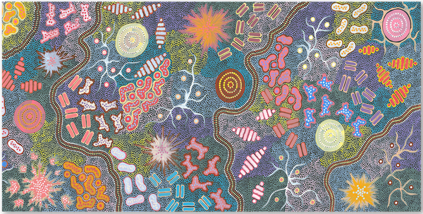 オーストラリアのアボリジナルアート「Bush Tucker」 Boho Bush Tucker Aboriginal Art by Mary Mullins | Depop