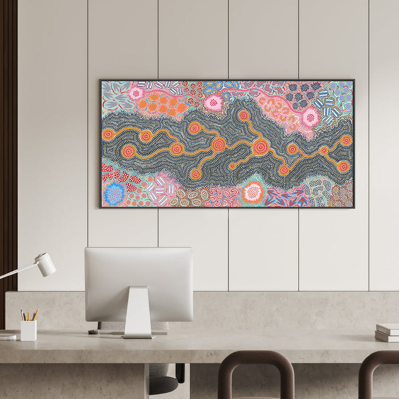 wall-art-print-canvas-poster-framed-Waterhole Dreaming , By Azeza Possum-GIOIA-WALL-ART