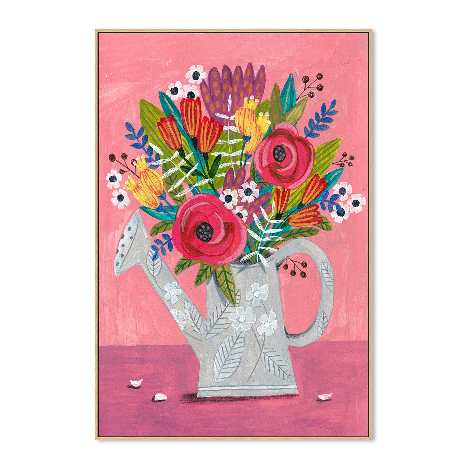 wall-art-print-canvas-poster-framed-Watering Can with Flowers-4