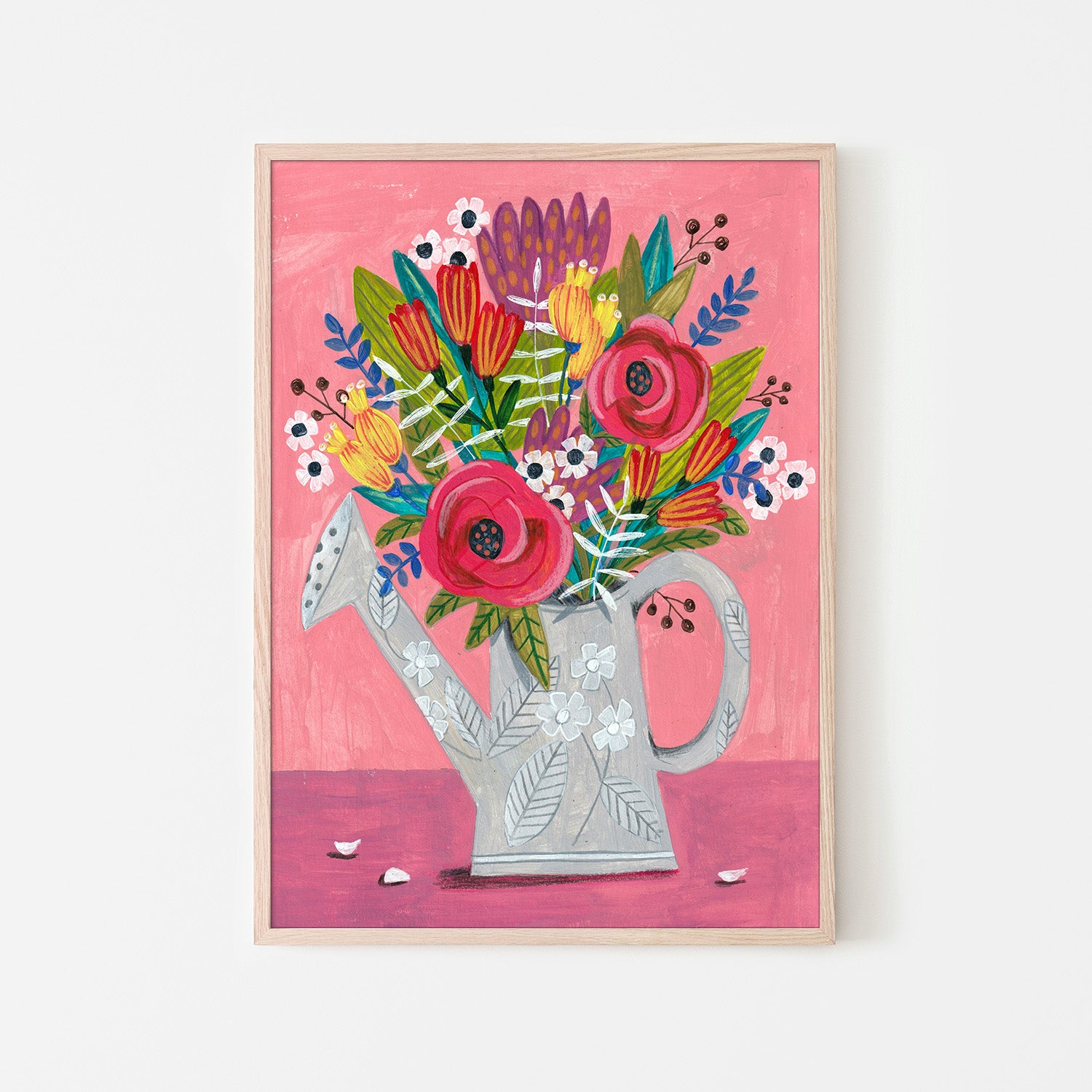 wall-art-print-canvas-poster-framed-Watering Can with Flowers-6