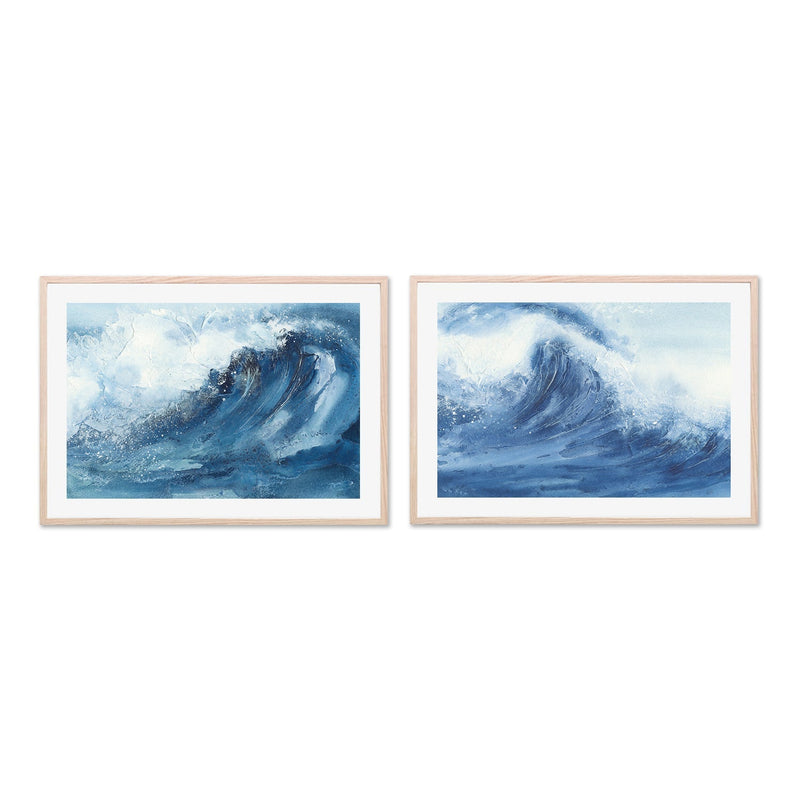 wall-art-print-canvas-poster-framed-Waves, Style A & D, Set of 2-by-Chris Paschke-Gioia Wall Art
