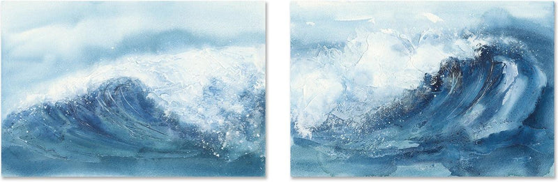wall-art-print-canvas-poster-framed-Waves, Style B & C, Set of 2-by-Chris Paschke-Gioia Wall Art