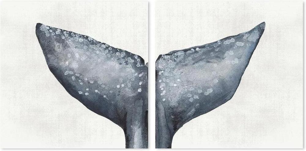 wall-art-print-canvas-poster-framed-Whale Tail, Set Of 2-by-Emily Wood-Gioia Wall Art