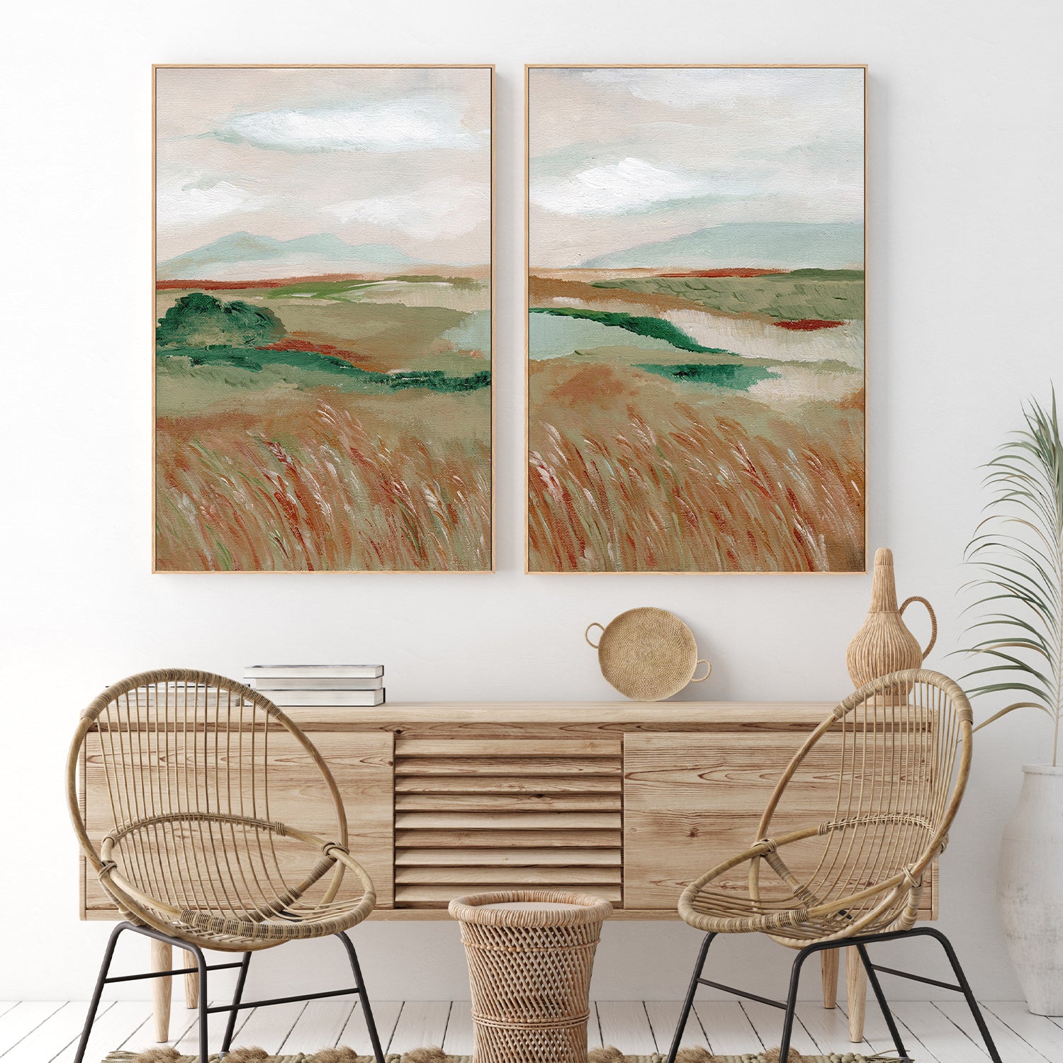 wall-art-print-canvas-poster-framed-Wheat Meadow, Style A & B, Set Of 2 , By Nikita Jariwala-7