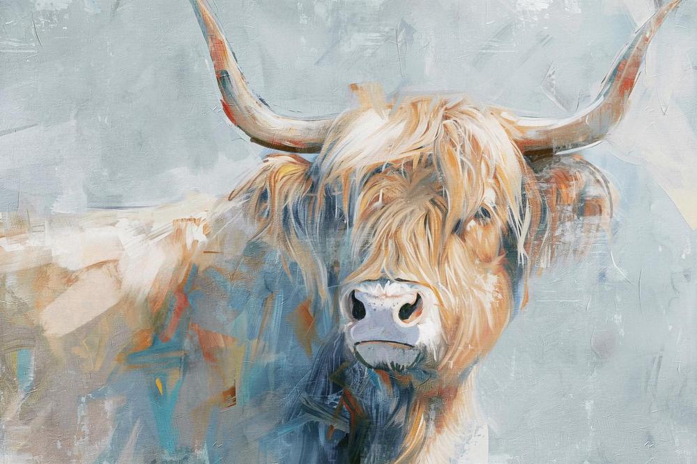 wall-art-print-canvas-poster-framed-Whimsical Highland Cow, Style A-1