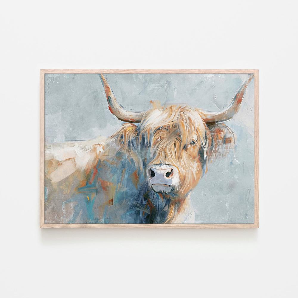wall-art-print-canvas-poster-framed-Whimsical Highland Cow, Style A-6