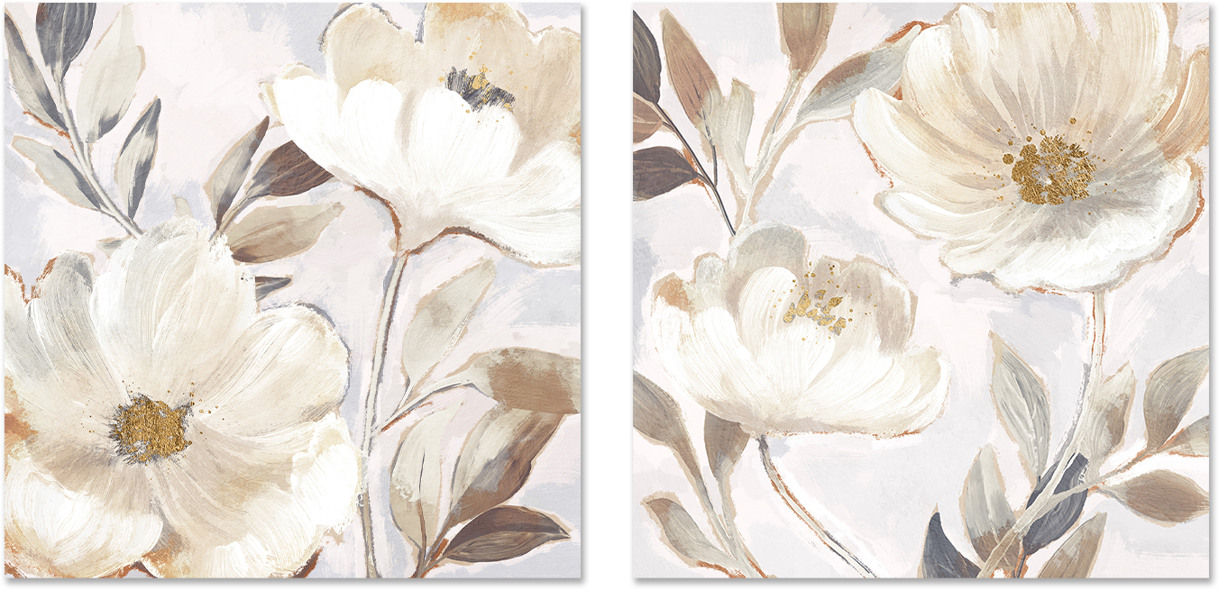 wall-art-print-canvas-poster-framed-Whisper White Florals, Style A & B, Set of 2 , By Nina Blue-1