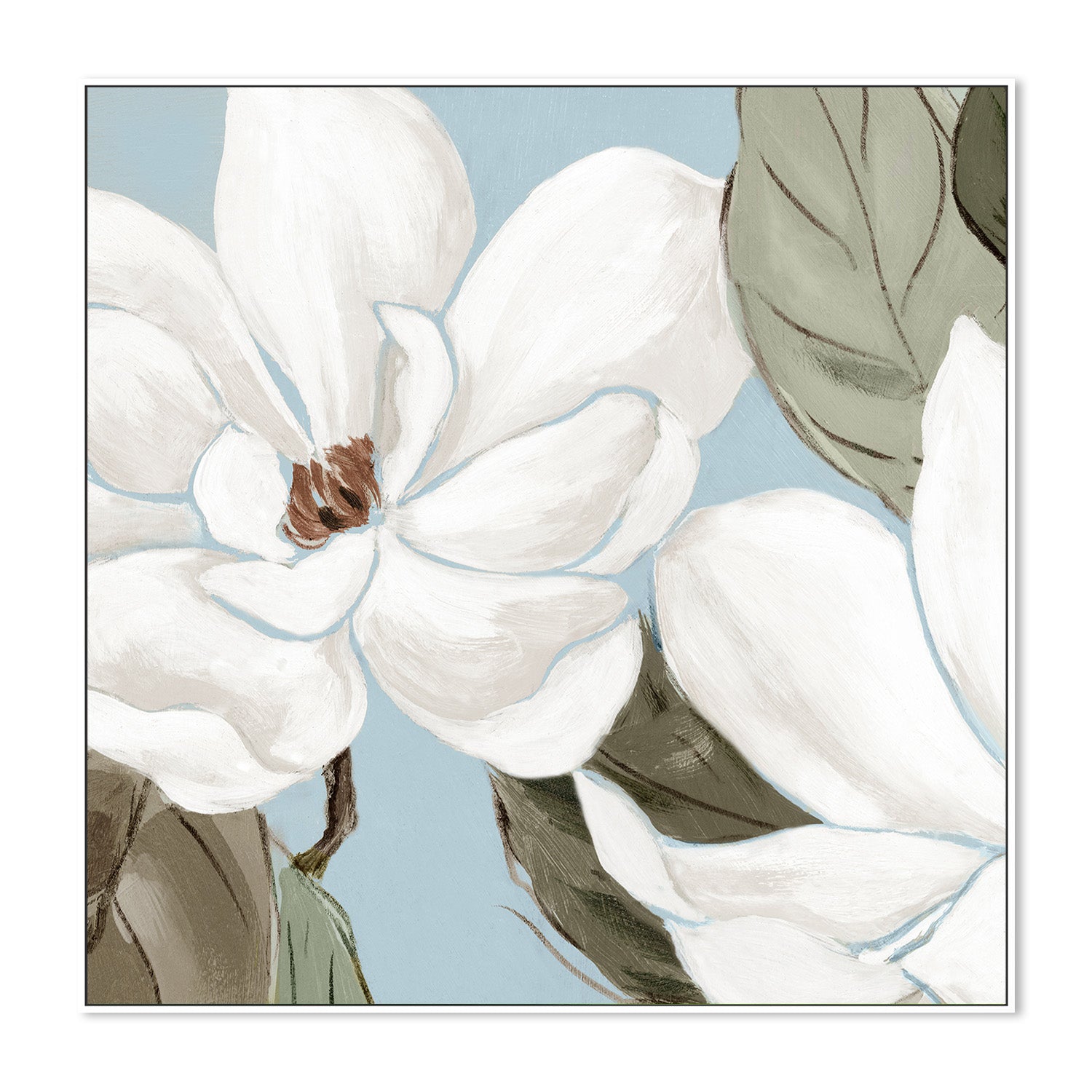 wall-art-print-canvas-poster-framed-White Blooms Against Soft Blue-5
