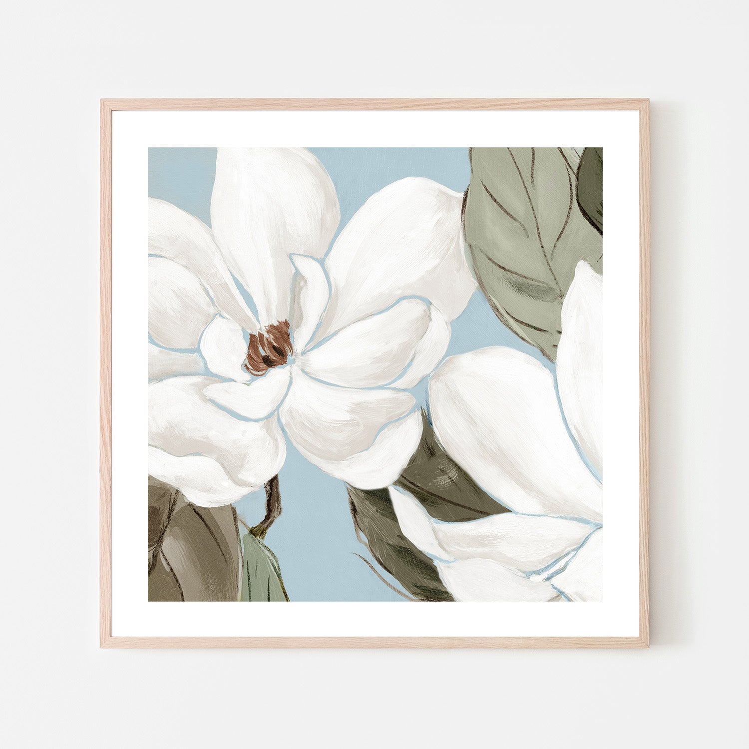 wall-art-print-canvas-poster-framed-White Blooms Against Soft Blue-6