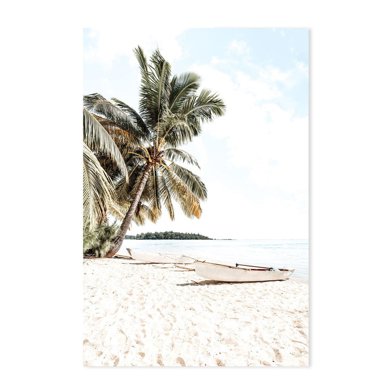 wall-art-print-canvas-poster-framed-White Canoes, Style B, Polynesia , By Jan Becke-GIOIA-WALL-ART