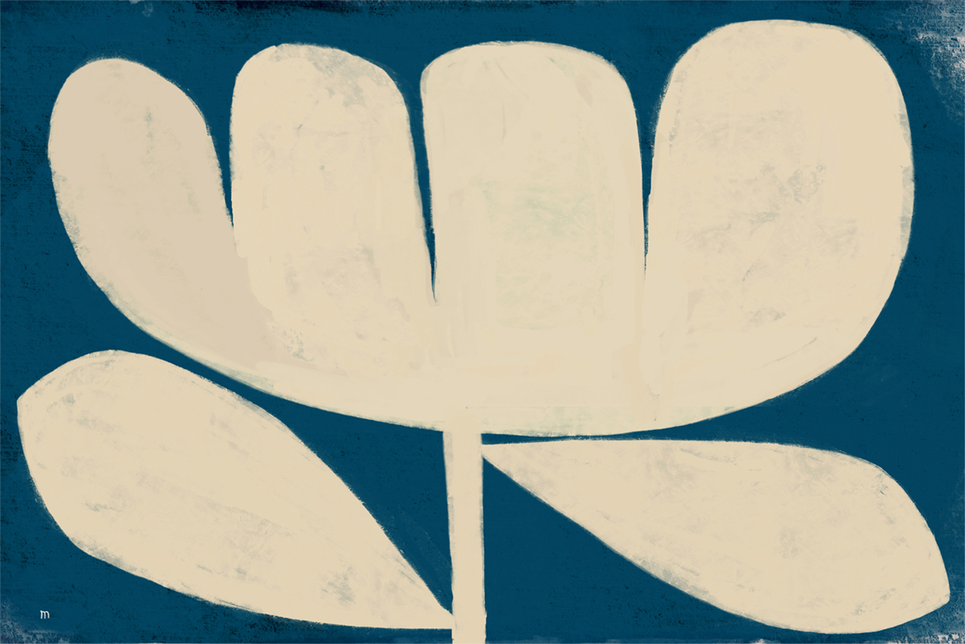 wall-art-print-canvas-poster-framed-White Flower On Blue , By Marco Marella-1