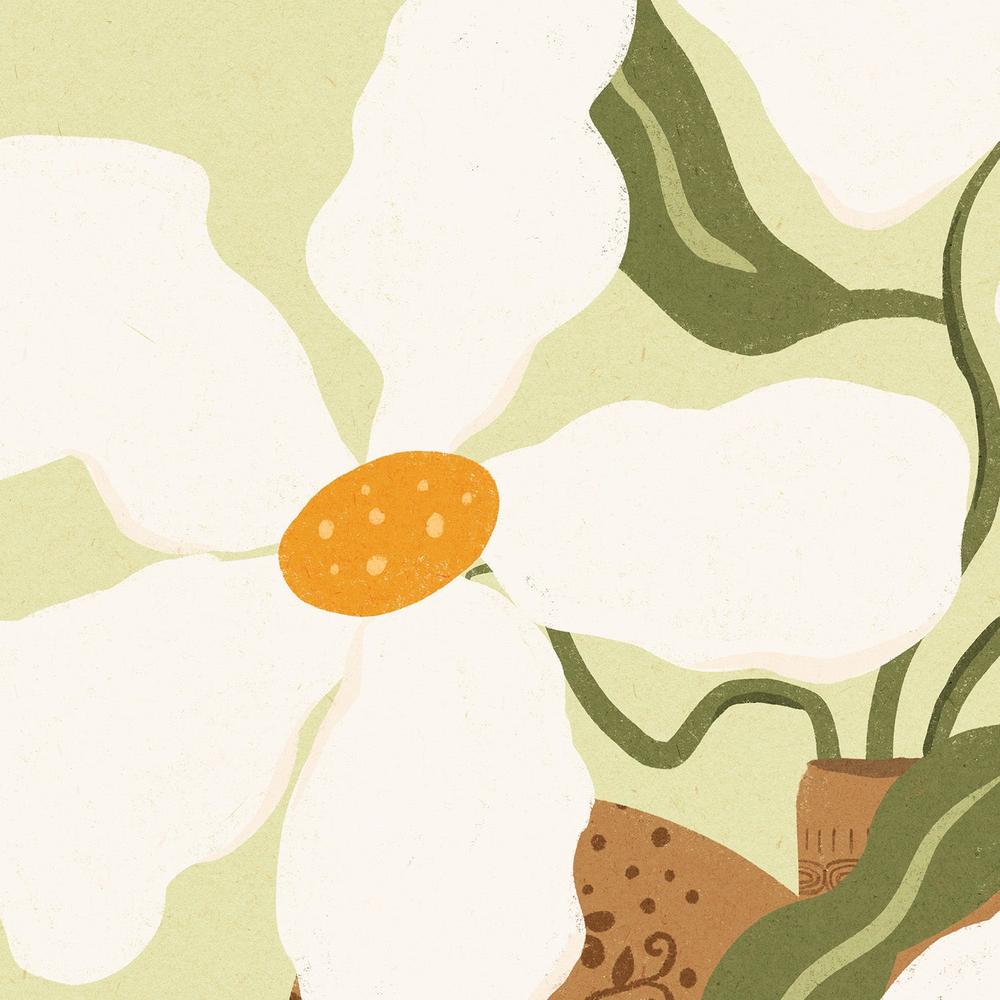wall-art-print-canvas-poster-framed-White flowers in a Greek Vase Illustration-10