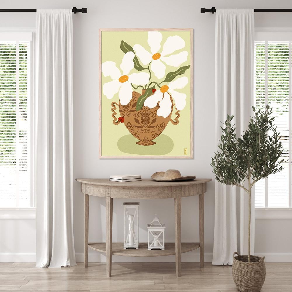 wall-art-print-canvas-poster-framed-White flowers in a Greek Vase Illustration-8