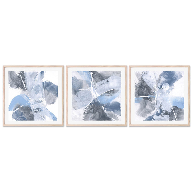 wall-art-print-canvas-poster-framed-White Line Blues, Set of 3-by-Chris Paschke-Gioia Wall Art