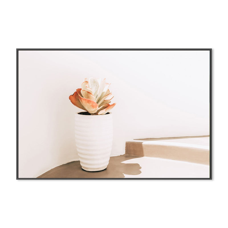 White pot on the street, Santorini-Gioia-Prints-Framed-Canvas-Poster-GIOIA-WALL-ART