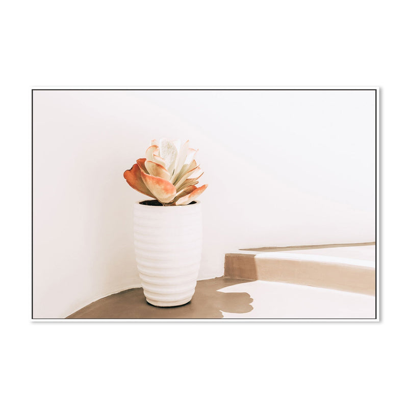 White pot on the street, Santorini-Gioia-Prints-Framed-Canvas-Poster-GIOIA-WALL-ART